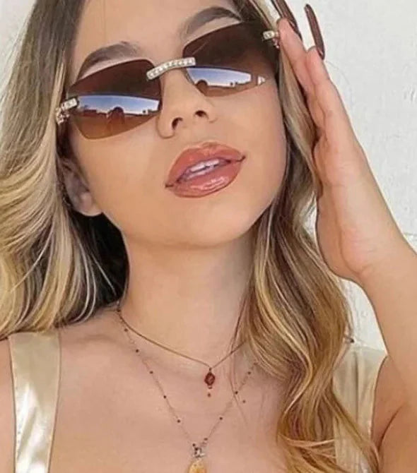 Women's Luxury Rectangle Rimless Small Frameless UV400 Sunglasses - Women Sunglasses - DYAVOR®