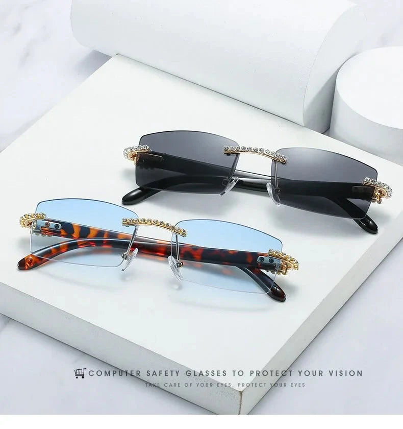 Women's Luxury Rectangle Rimless Small Frameless UV400 Sunglasses - Women Sunglasses - DYAVOR®