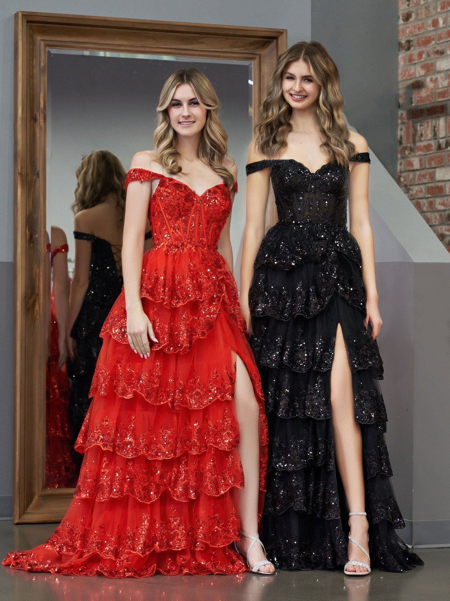 Red Princess A Line Off the Shoulder Corset Prom Dress with Lace Ruffles - Prom Dress - DYAVOR®