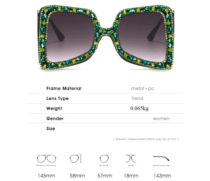 Women's Retro Punk Style Rhinestone Diamond Decor Gradient Sunglasses - Women Sunglasses - DYAVOR®