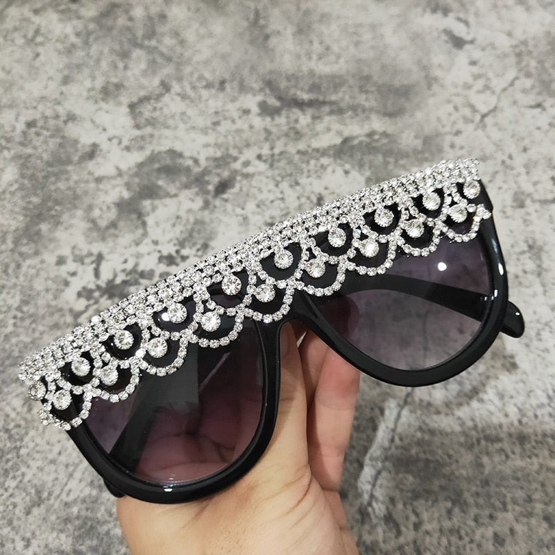 Women's Retro Cat Eye Tassel Crystal Decor Sparkle Diamond Sunglasses - Women Sunglasses - DYAVOR®