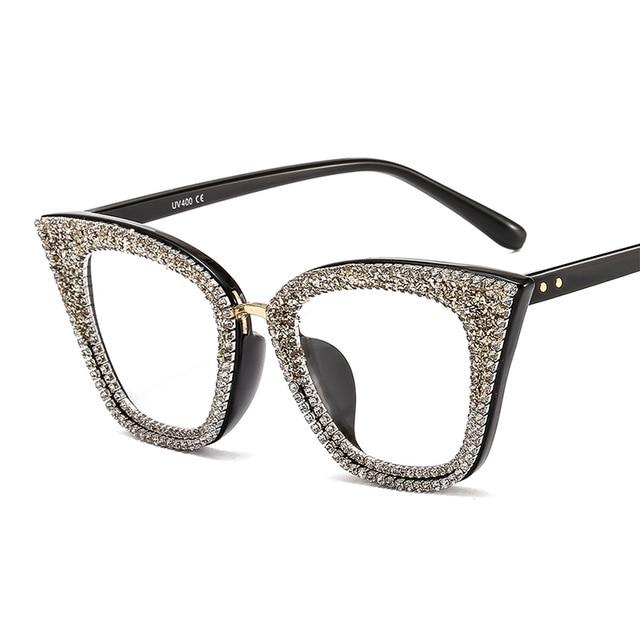 Retro Vintage Designer Female Silver Gold Cat-eye Frame Plain Eye Glasses - Women Sunglasses - DYAVOR®