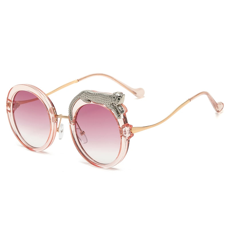 Pilot Style Round Crystal Lion Decor Eyewear Sunglasses for Women - Women Sunglasses - DYAVOR®