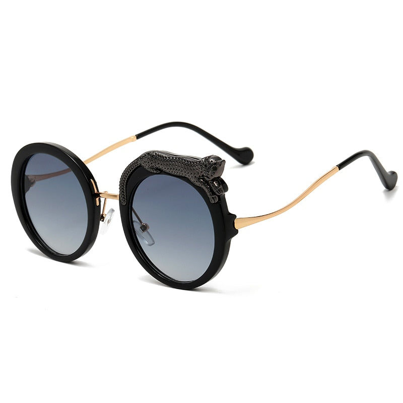 Pilot Style Round Crystal Lion Decor Eyewear Sunglasses for Women - Women Sunglasses - DYAVOR®