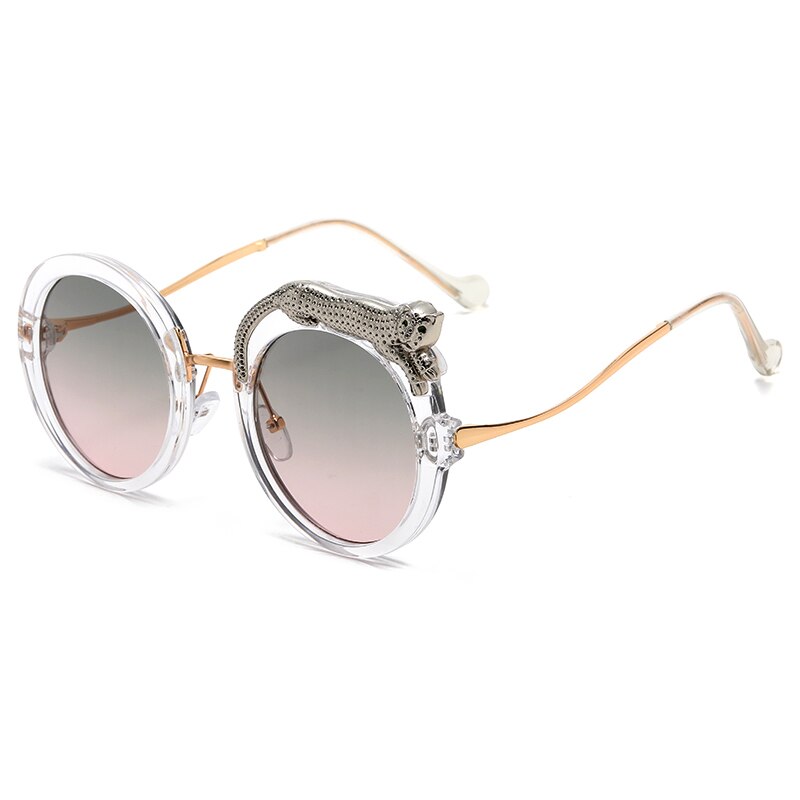 Pilot Style Round Crystal Lion Decor Eyewear Sunglasses for Women - Women Sunglasses - DYAVOR®