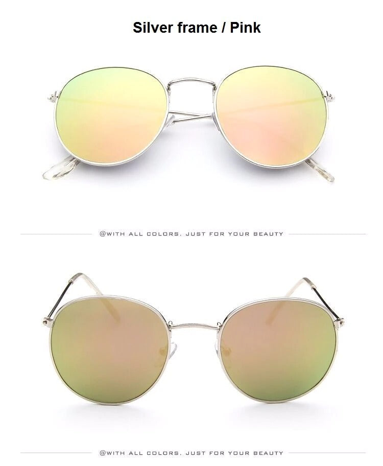 Round Shaped Retro Unisex Sunglasses with Designer Mirror Lens