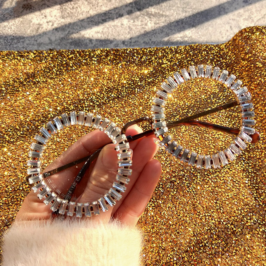 Women's Small Round UV400 Luxury Rhinestone Bling Sunglasses - Women Sunglasses - DYAVOR®