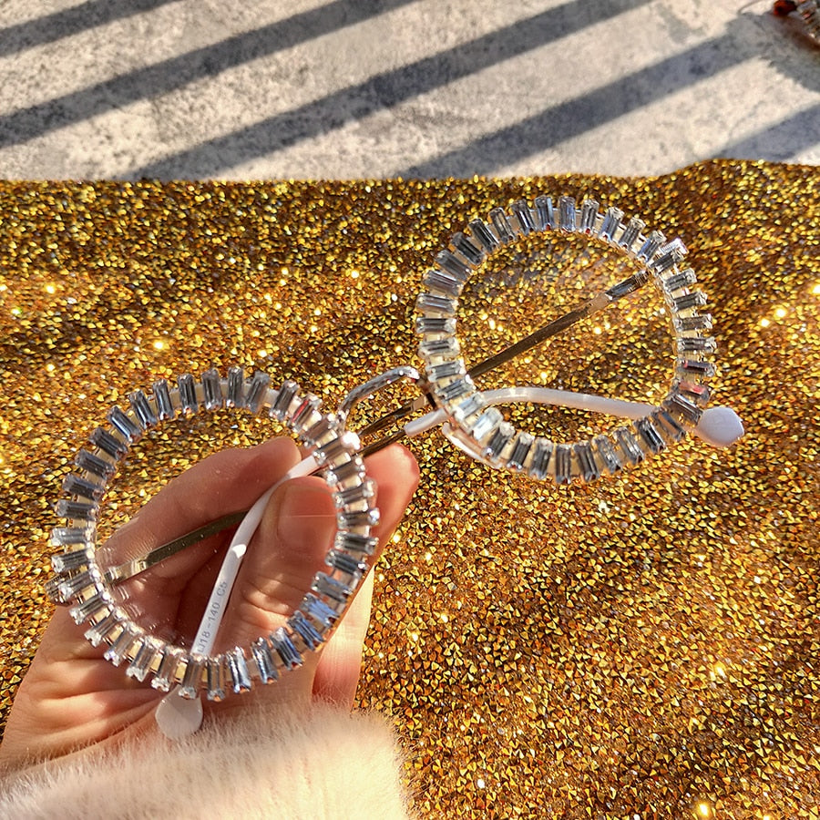 Women's Small Round UV400 Luxury Rhinestone Bling Sunglasses - Women Sunglasses - DYAVOR®