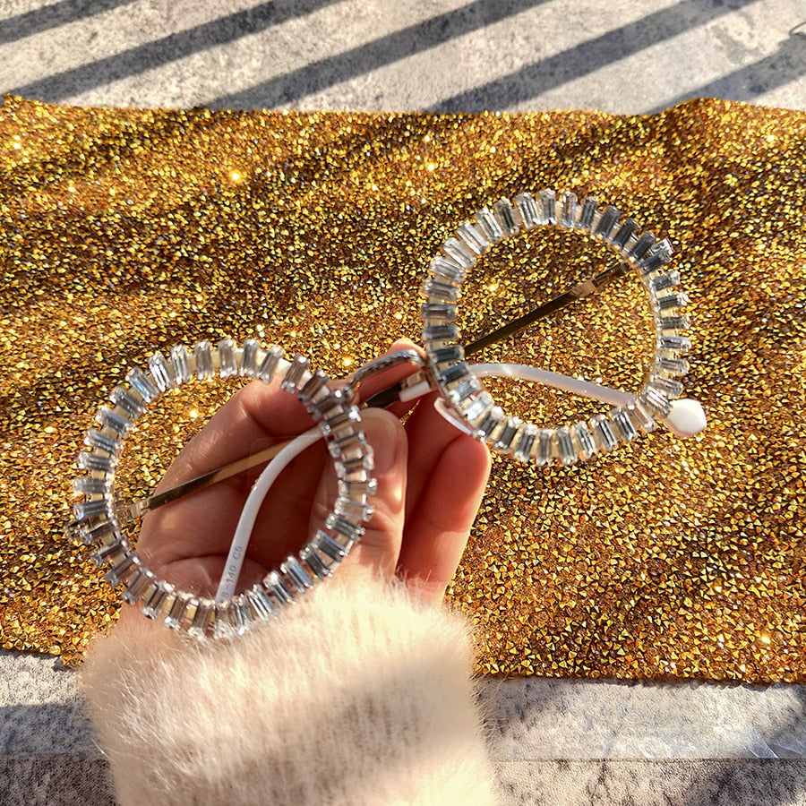 Women's Small Round UV400 Luxury Rhinestone Bling Sunglasses - Women Sunglasses - DYAVOR®