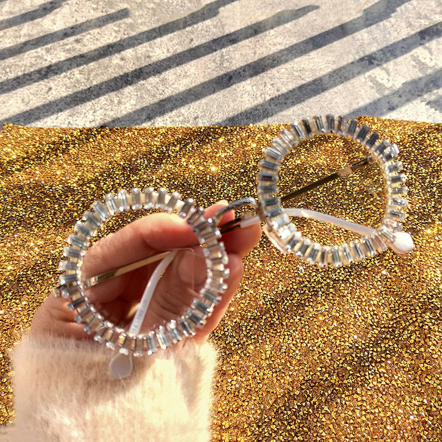 Women's Small Round UV400 Luxury Rhinestone Bling Sunglasses - Women Sunglasses - DYAVOR®