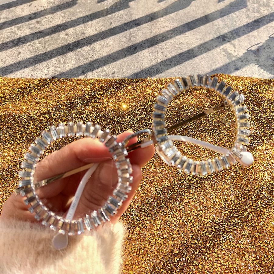 Women's Small Round UV400 Luxury Rhinestone Bling Sunglasses - Women Sunglasses - DYAVOR®