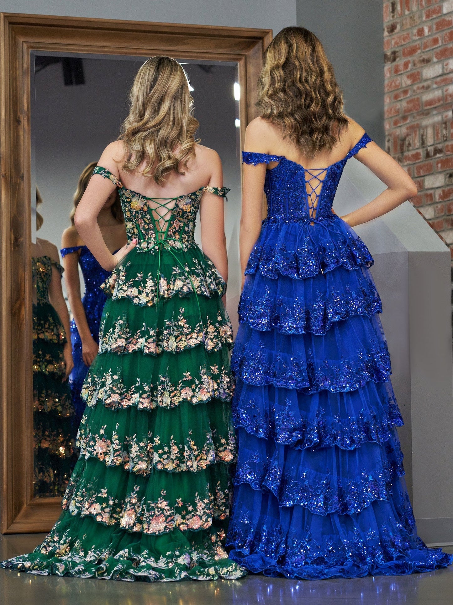 Royal Blue Princess A Line Off the Shoulder Corset Prom Dress with Lace Ruffles - Prom Dress - DYAVOR®