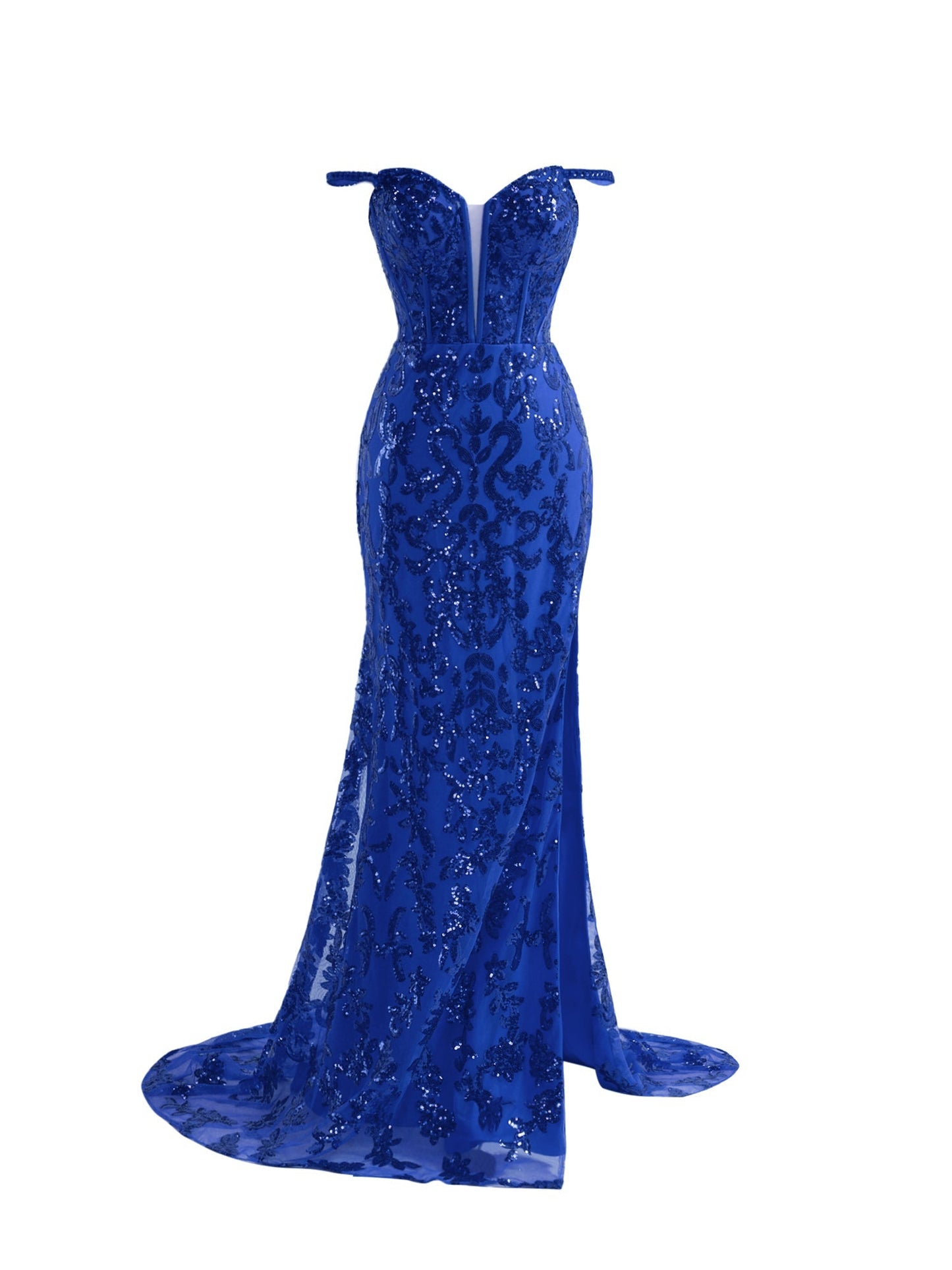 Erryn |Sparkly Blue Sheath Sequins Long Prom Dress with Slit - Prom Dress - DYAVOR®
