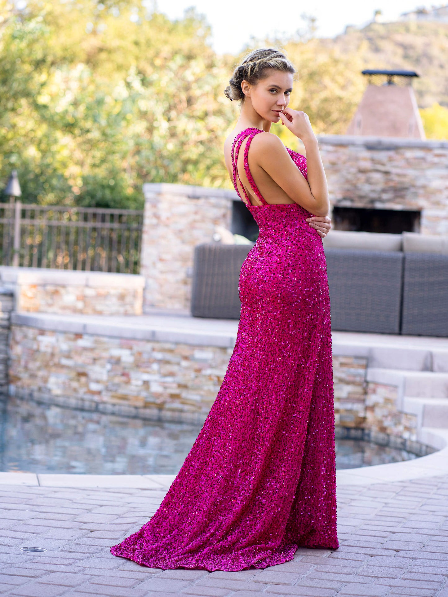 Fuchsia Mermaid One Shoulder Sequin Long Prom Dress with Slit - Prom Dresses - DYAVOR®