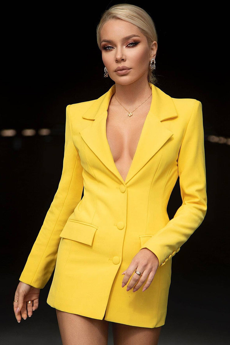 Sexy Cutout Back Rhinestone Trim Long Sleeve Cinched Waist Party Blazer - Blazers - DYAVOR®