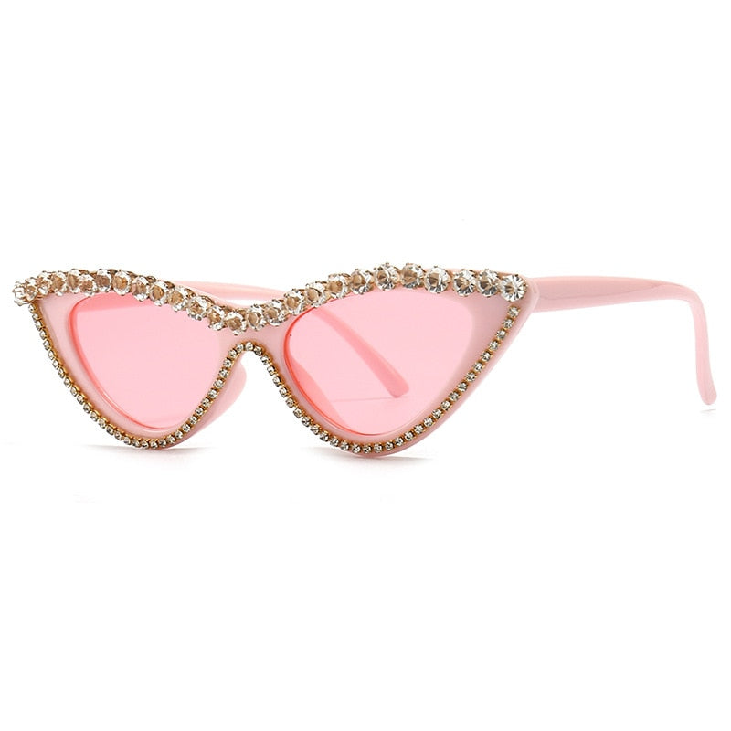 Women's Sexy Small Bling Crystal Diamond Decor Cat Eye Sunglasses - Women Sunglasses - DYAVOR®