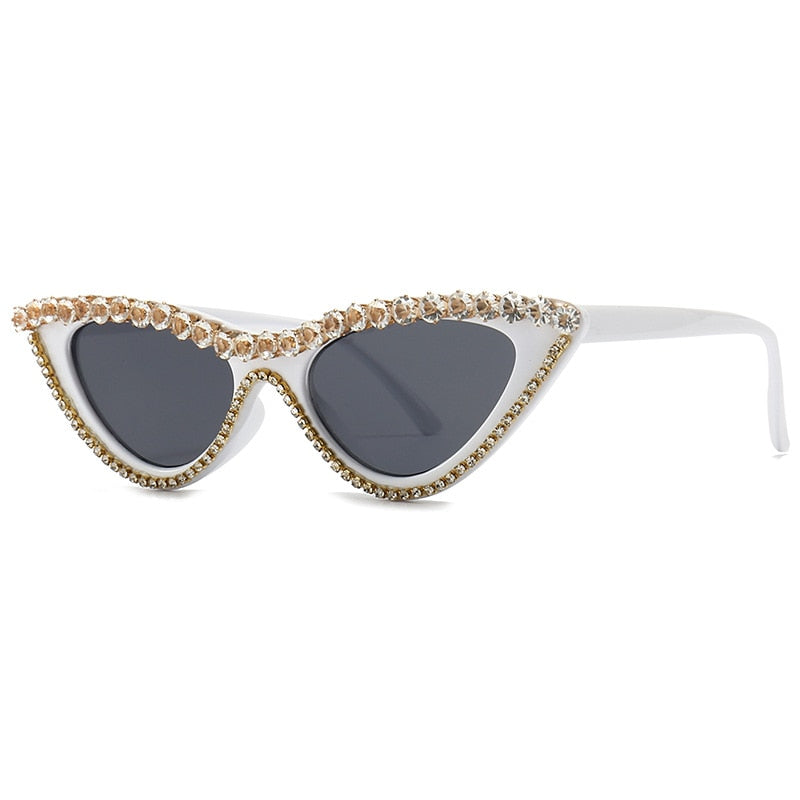 Women's Sexy Small Bling Crystal Diamond Decor Cat Eye Sunglasses - Women Sunglasses - DYAVOR®