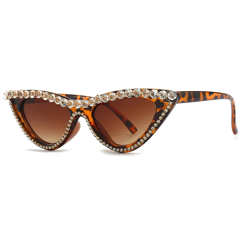 Women's Sexy Small Bling Crystal Diamond Decor Cat Eye Sunglasses - Women Sunglasses - DYAVOR®