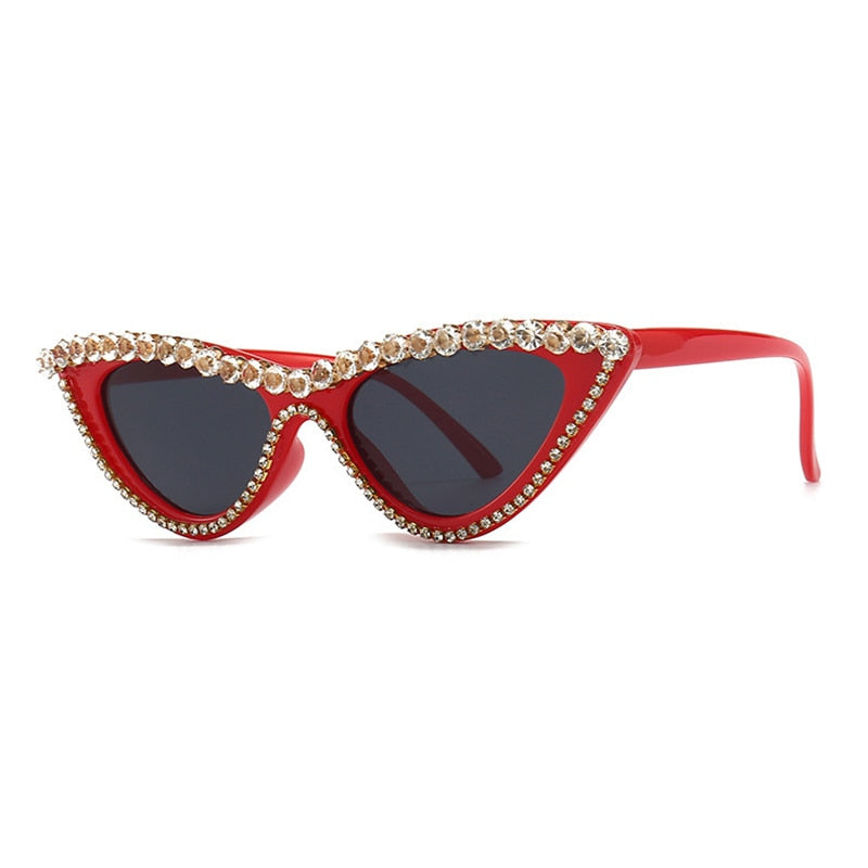 Women's Sexy Small Bling Crystal Diamond Decor Cat Eye Sunglasses - Women Sunglasses - DYAVOR®