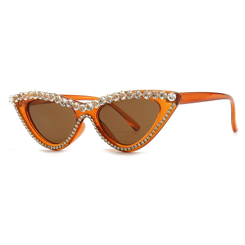 Women's Sexy Small Bling Crystal Diamond Decor Cat Eye Sunglasses - Women Sunglasses - DYAVOR®