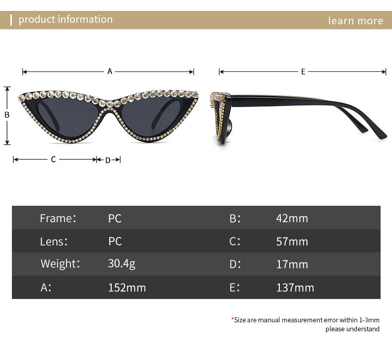 Women's Sexy Small Bling Crystal Diamond Decor Cat Eye Sunglasses - Women Sunglasses - DYAVOR®