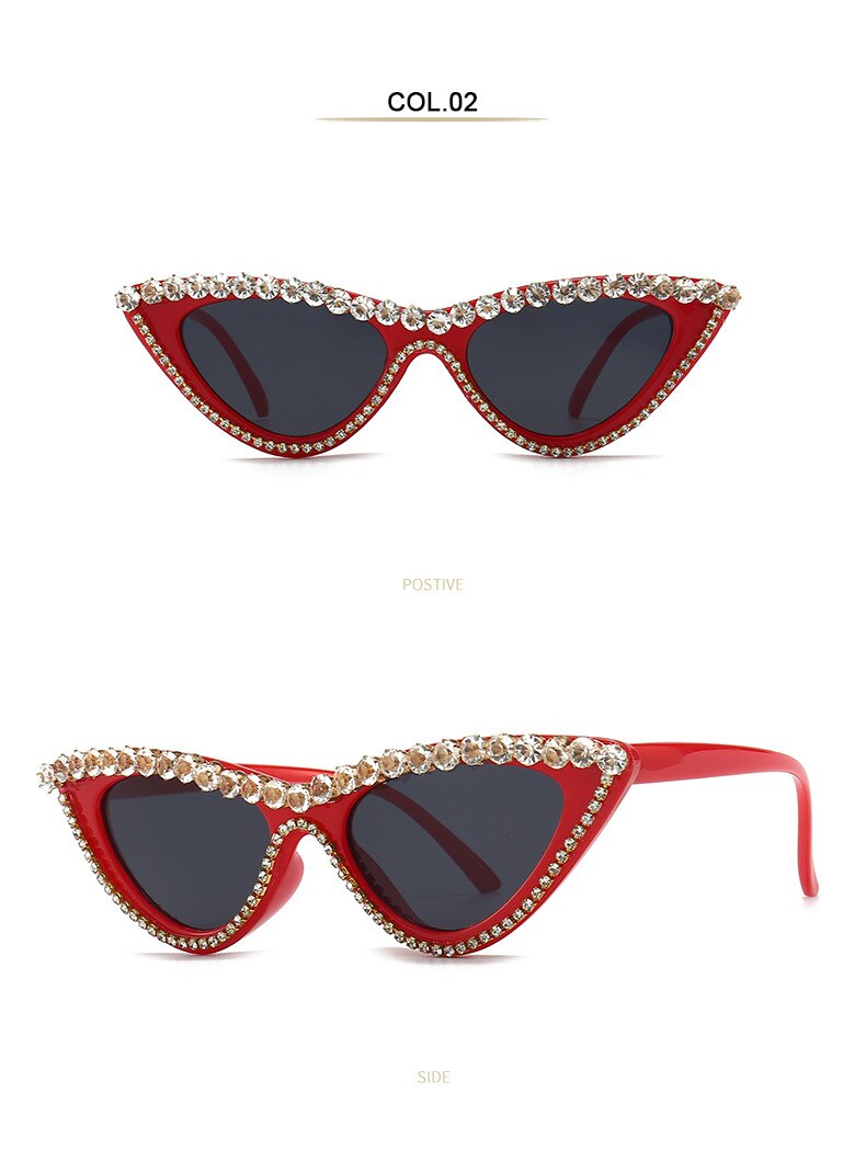 Women's Sexy Small Bling Crystal Diamond Decor Cat Eye Sunglasses - Women Sunglasses - DYAVOR®