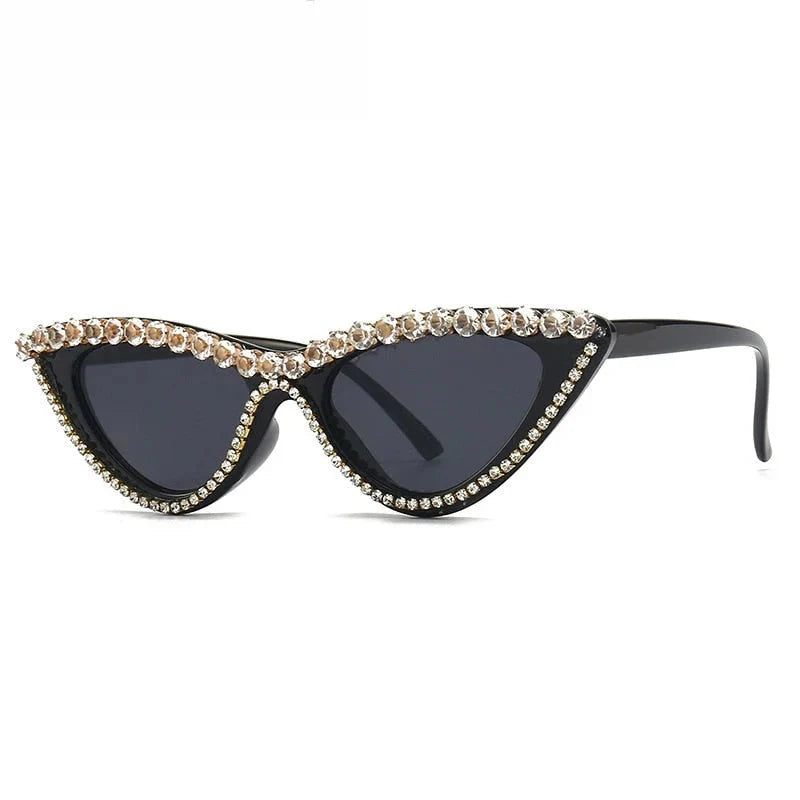 Women's Sexy Small Bling Crystal Diamond Decor Cat Eye Sunglasses - Women Sunglasses - DYAVOR®