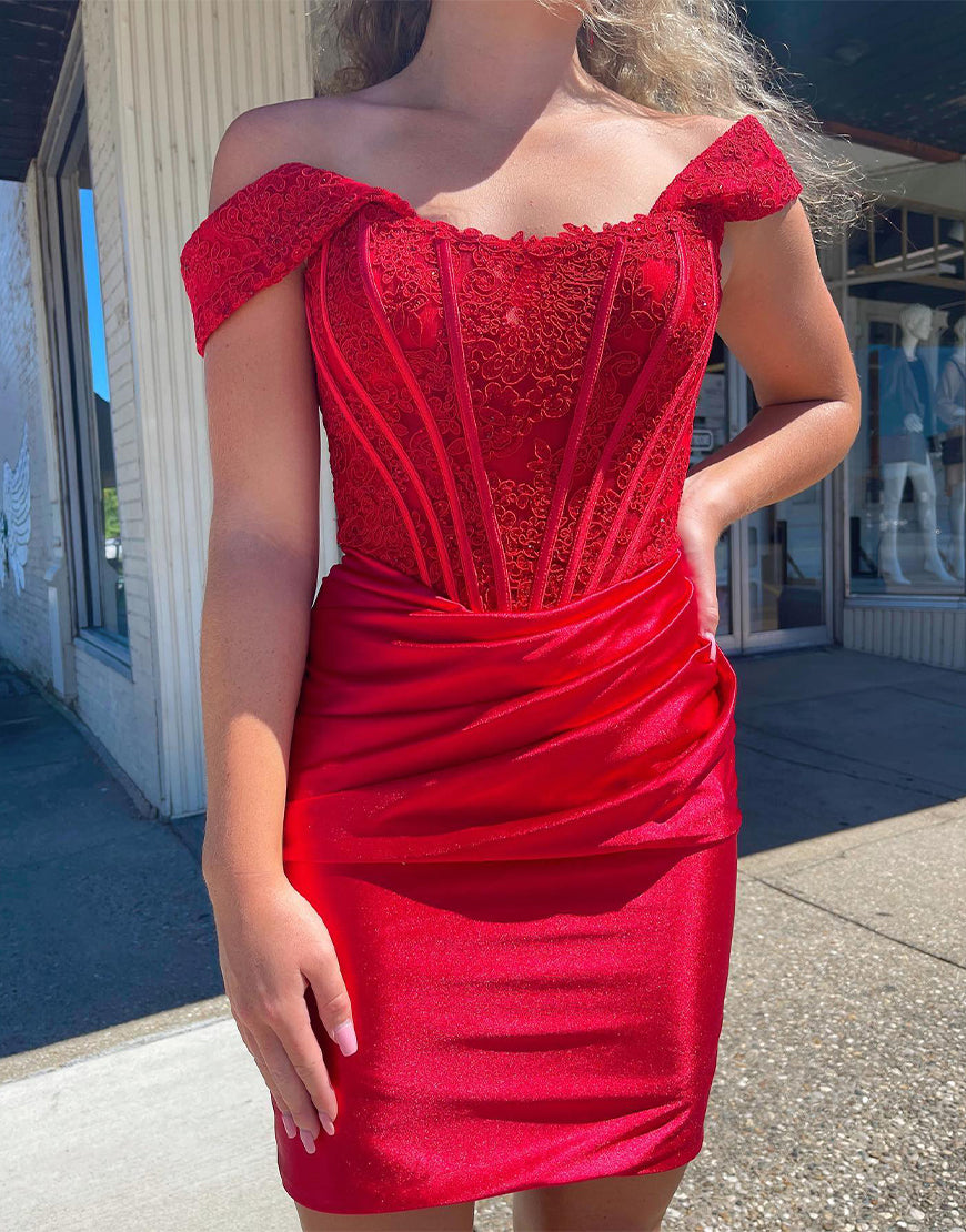 Autumn |Sheath Off the Shoulder Corset Homecoming Dress - Homecoming Dress - DYAVOR®