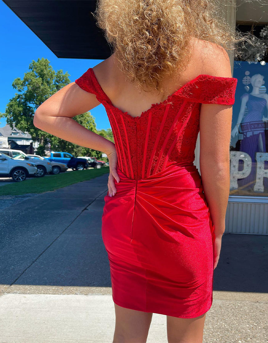 Autumn |Sheath Off the Shoulder Corset Homecoming Dress - Homecoming Dress - DYAVOR®