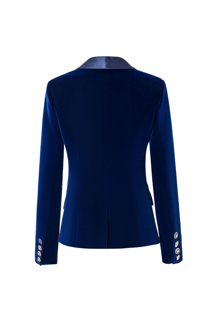 Silky Satin Shawl Collar Plunge Long Sleeve Cinched Waist Velvet Blazer - Blazers - DYAVOR®
