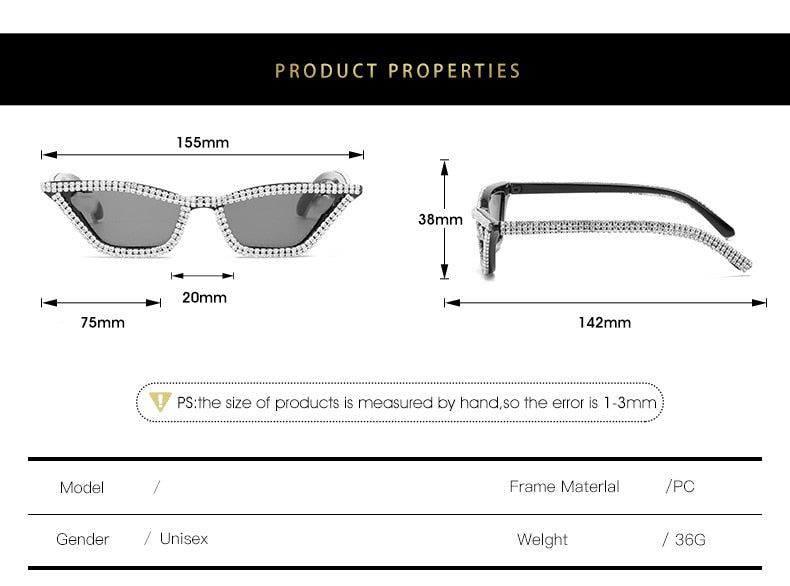 Luxury Crystal Diamond Cat Eyes Anti-reflective Sunglasses for Women - Women Sunglasses - DYAVOR®