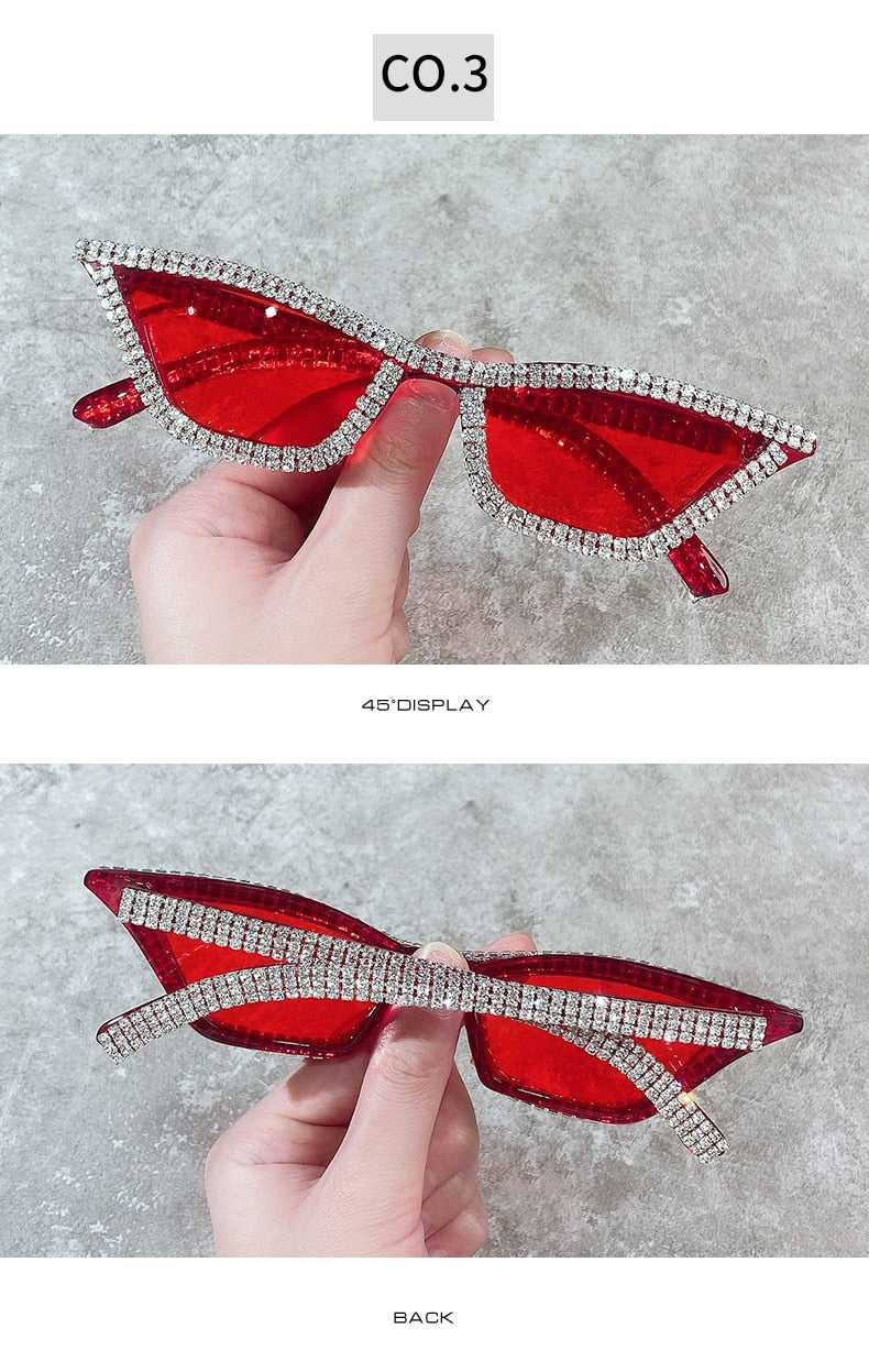 Luxury Crystal Diamond Cat Eyes Anti-reflective Sunglasses for Women - Women Sunglasses - DYAVOR®