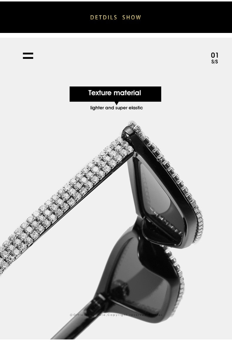 Luxury Crystal Diamond Cat Eyes Anti-reflective Sunglasses for Women - Women Sunglasses - DYAVOR®
