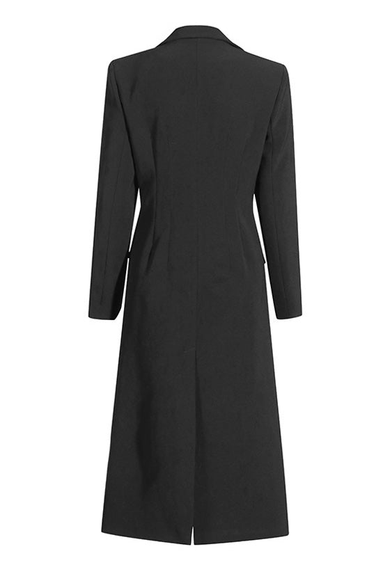 Smart Buckle Strap Shoulder Pad Cinch Waist Button Down Long Tailored Blazer - Blazers - DYAVOR®