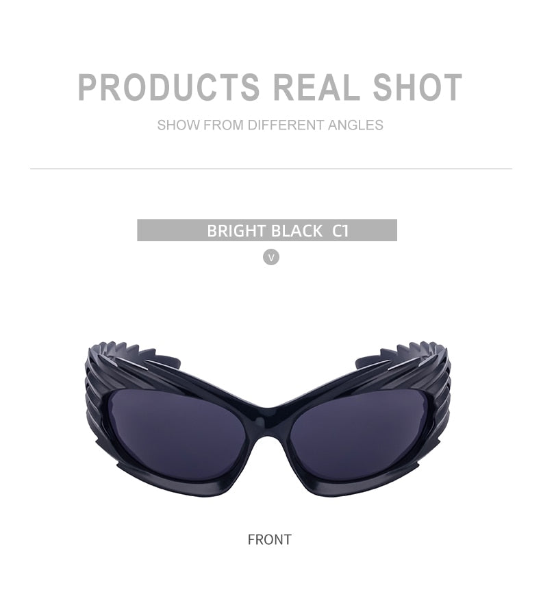 Unisex Punk Luxury Gradient UV400 Shades Rectangle Eyewear Sunglasses