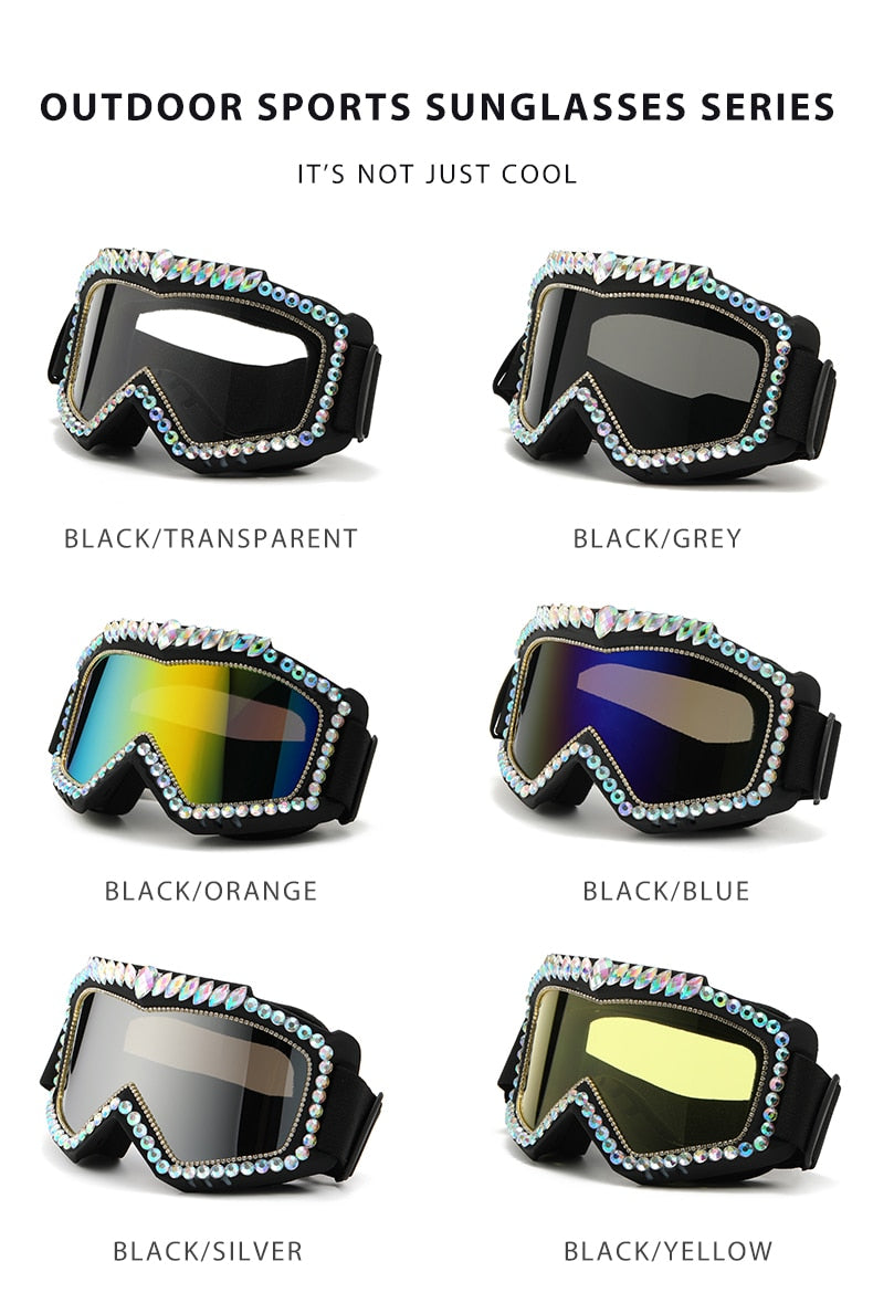 Unisex Steampunk Goggle Oversized Luxury Rhinestone Sports Sunglasses - Unisex Sunglasses - DYAVOR®