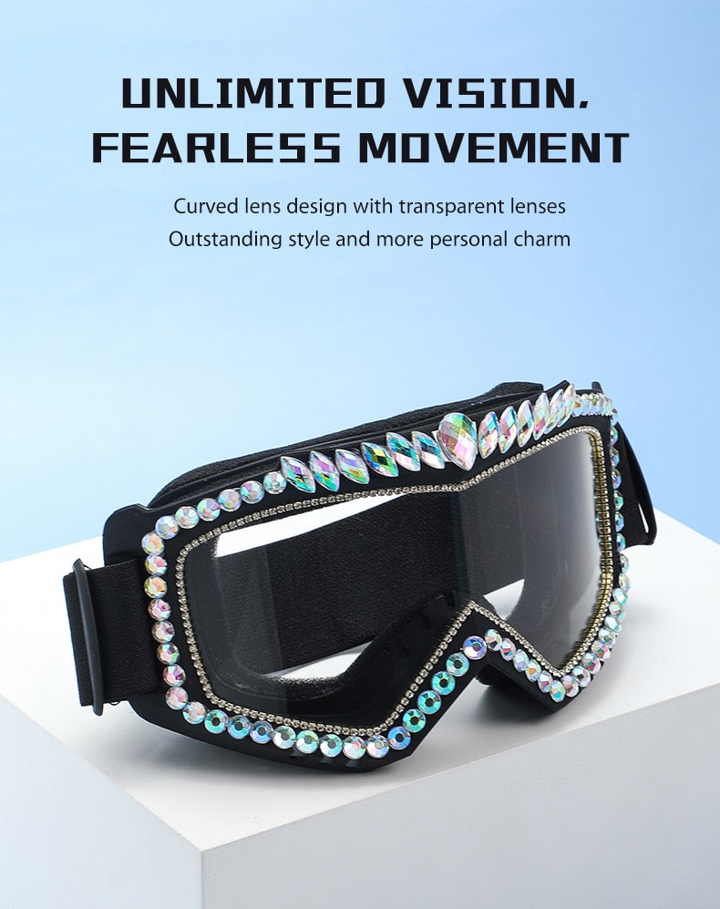 Unisex Steampunk Goggle Oversized Luxury Rhinestone Sports Sunglasses - Unisex Sunglasses - DYAVOR®