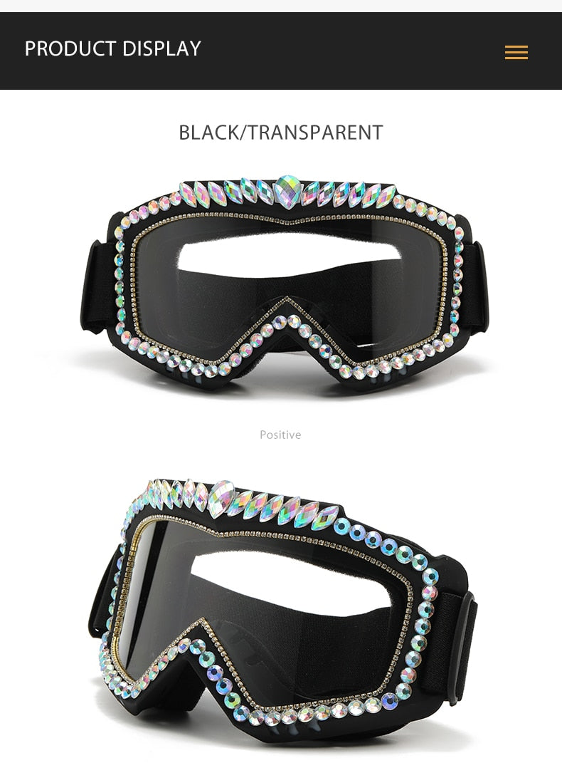 Unisex Steampunk Goggle Oversized Luxury Rhinestone Sports Sunglasses - Unisex Sunglasses - DYAVOR®