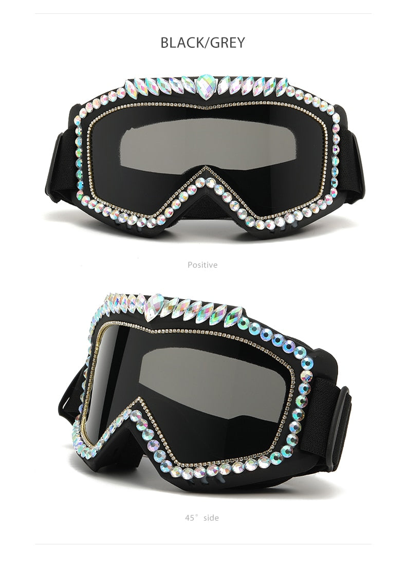 Unisex Steampunk Goggle Oversized Luxury Rhinestone Sports Sunglasses - Unisex Sunglasses - DYAVOR®