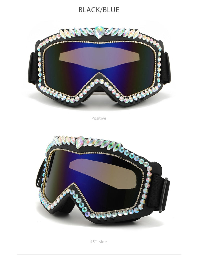 Unisex Steampunk Goggle Oversized Luxury Rhinestone Sports Sunglasses - Unisex Sunglasses - DYAVOR®