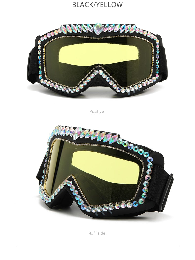Unisex Steampunk Goggle Oversized Luxury Rhinestone Sports Sunglasses - Unisex Sunglasses - DYAVOR®
