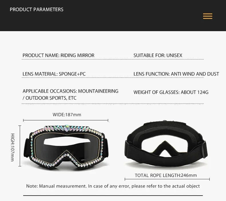 Unisex Steampunk Goggle Oversized Luxury Rhinestone Sports Sunglasses - Unisex Sunglasses - DYAVOR®