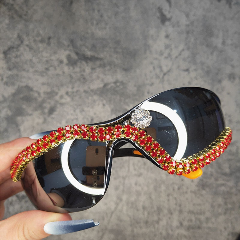 Women's Steampunk Rhinestone Diamond Riding Eyewear Sunglasses - Women Sunglasses - DYAVOR®