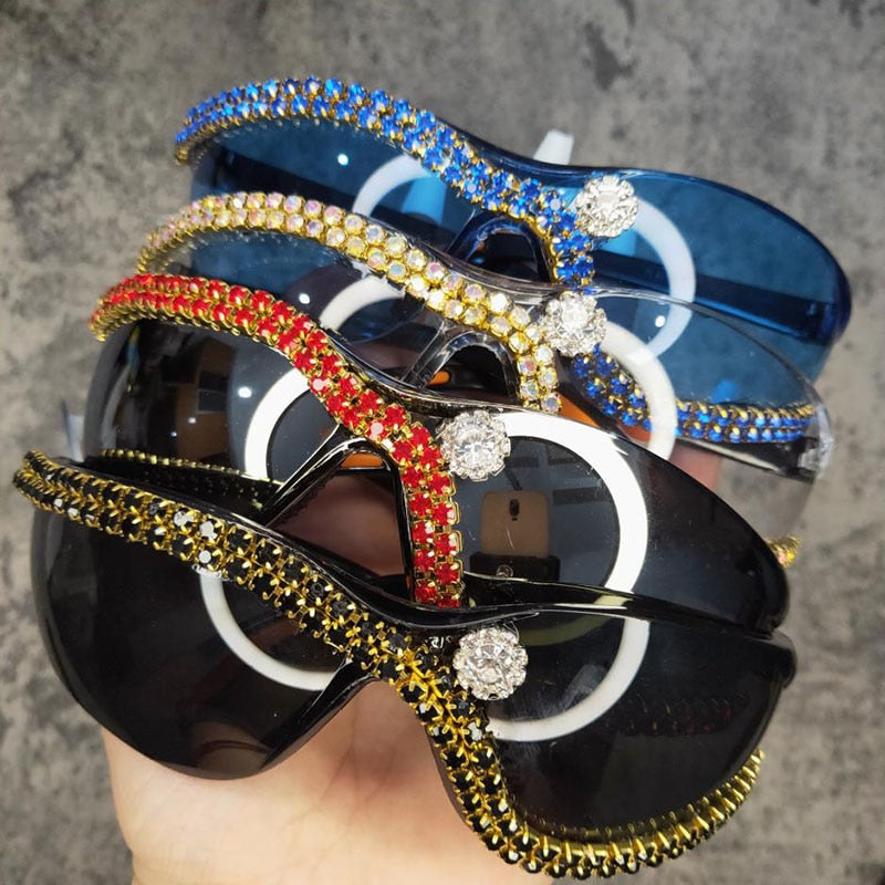 Women's Steampunk Rhinestone Diamond Riding Eyewear Sunglasses - Women Sunglasses - DYAVOR®