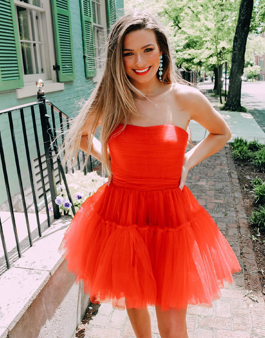 Hester |A line Strapless Tulle Homecoming Dress - Homecoming Dress - DYAVOR®