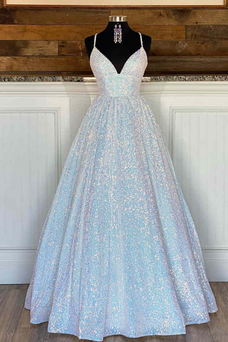 Stunning Pink Sequins A-Line Long Prom Dress - Prom Dresses - DYAVOR®