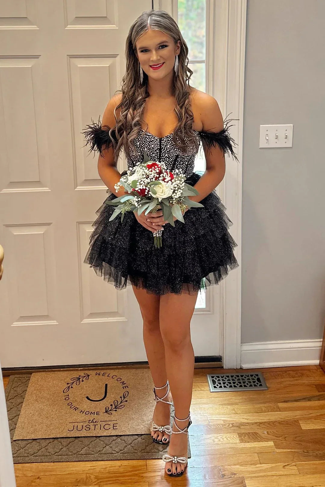 Delia |A Line Off the Shoulder Homecoming Dress with Beading - Homecoming Dress - DYAVOR®