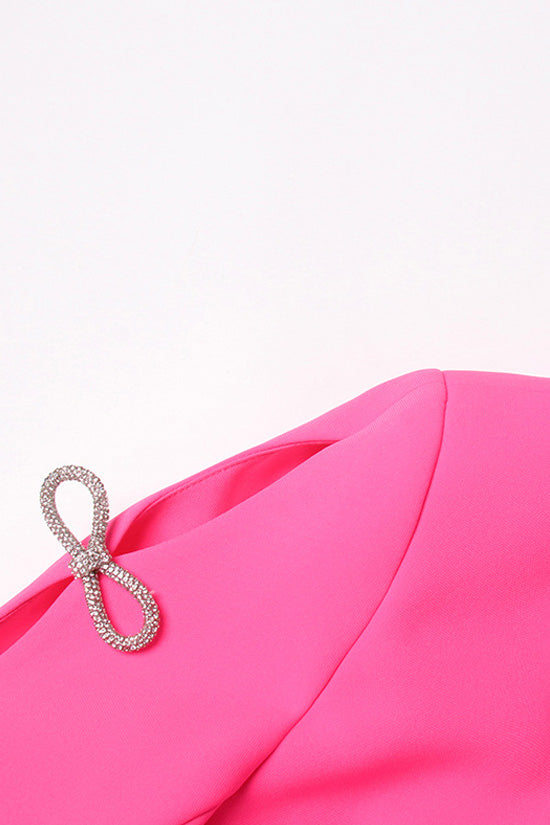 Sweet Faux Pearl Belted Cinched Waist Cutout Crystal Bow Party Blazer - Blazers - DYAVOR®
