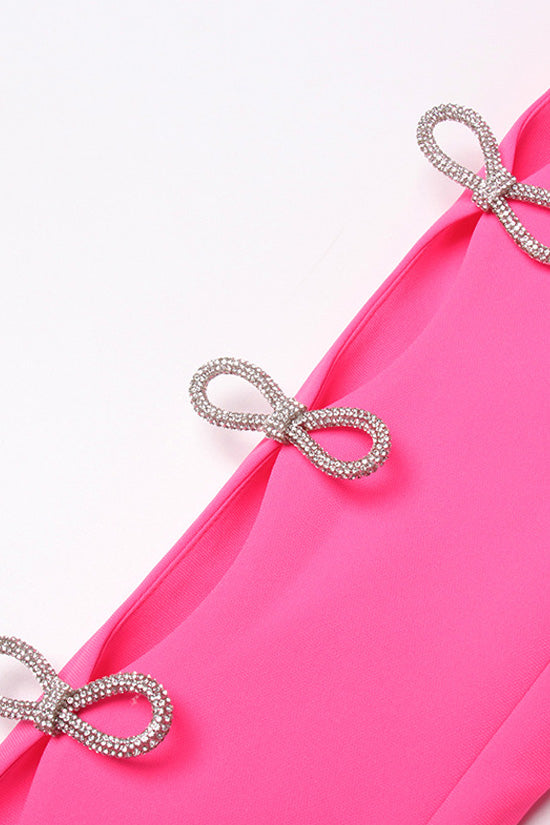 Sweet Faux Pearl Belted Cinched Waist Cutout Crystal Bow Party Blazer - Blazers - DYAVOR®