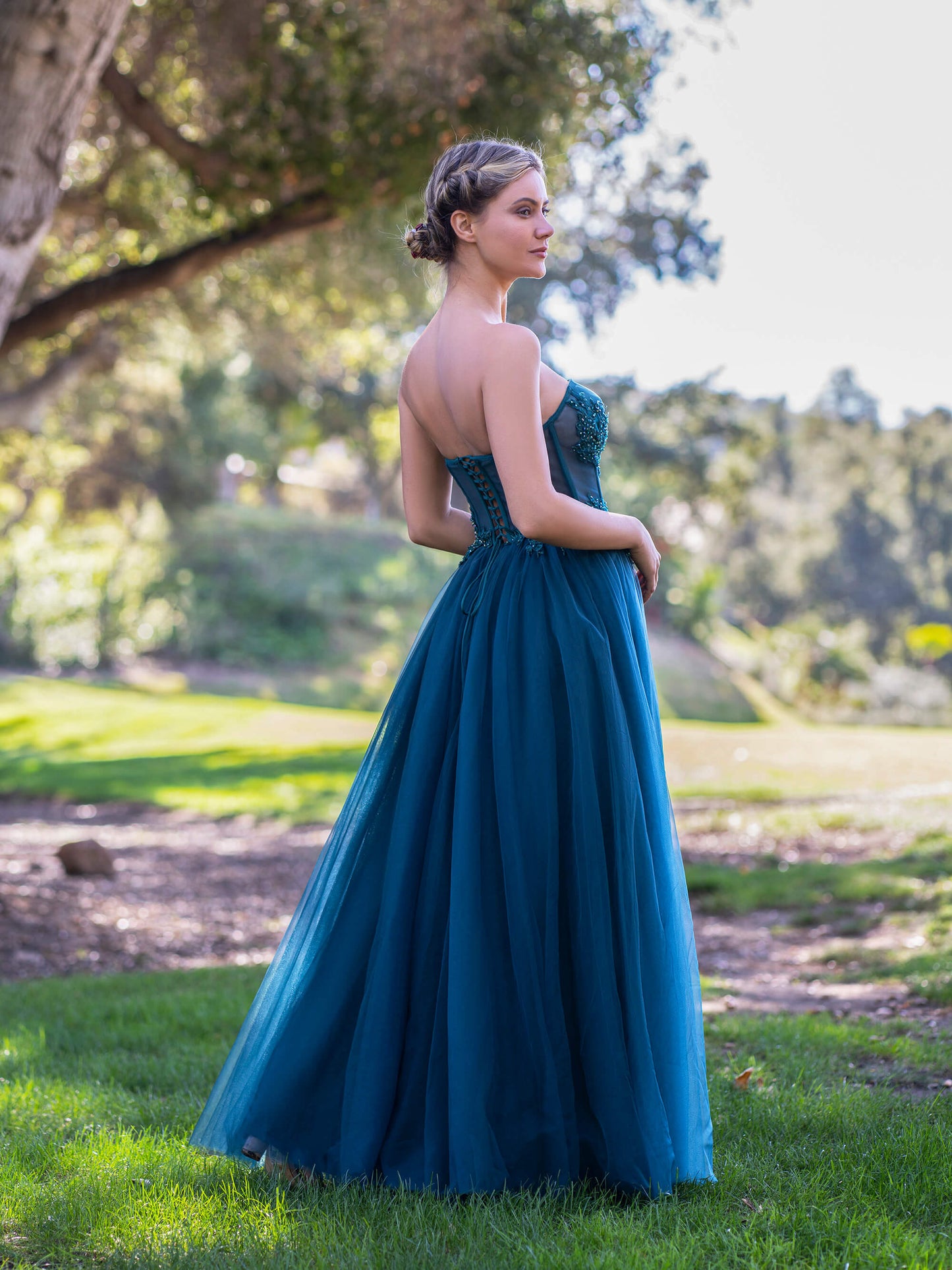 Corset Lace Floor Length Tulle Prom Dress - Prom Dresses - DYAVOR®